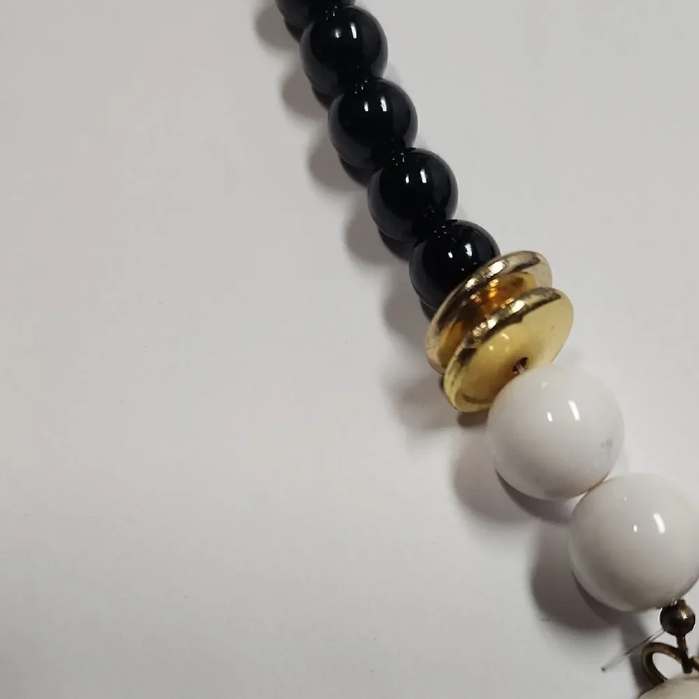 Black and White Panda Necklace Unique Good Luck Bear Handpainted